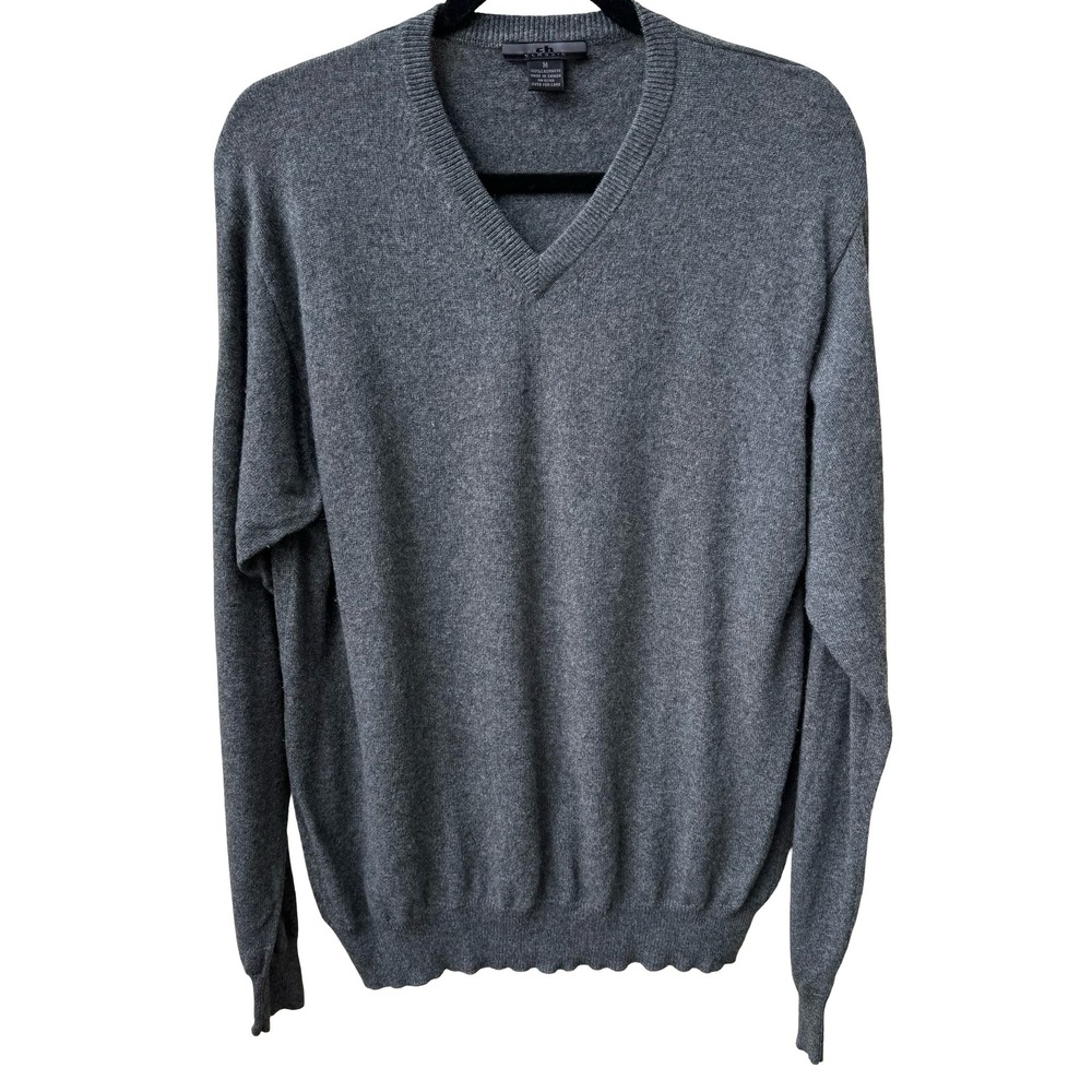 CH Classic 100% Cashmere Quiet Luxury Old Money Preppy Cozy Sweater Mens Gray M